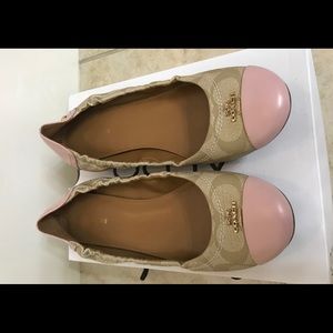 Coach Ballerina flat shoes with pink cap toe